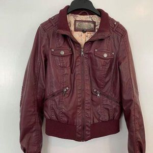 Burgundy Faux Leather Jacket